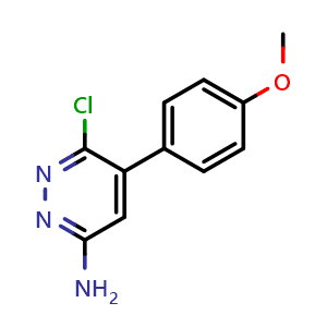 Chemical structure of 6-chloro-5-(4-methoxyphenyl)pyridazin-3-amine , CAS 1904042-89-2, AChemBlock S77767