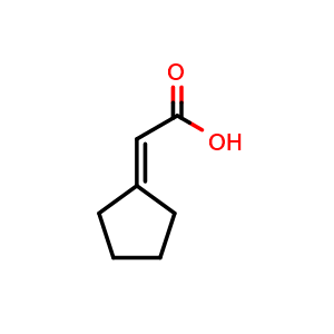 Chemical structure of 2-Cyclopentylideneacetic acid , CAS 1903-27-1, AChemBlock S77777