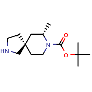Chemical structure of tert-butyl (5R,7S)-rel-7-methyl-2,8-diazaspiro[4.5]decane-8-carboxylate , CAS 1899102-24-9, AChemBlock S77783