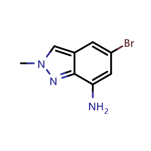 Chemical structure of 5-bromo-2-methyl-2H-indazol-7-amine , CAS 1896679-98-3, AChemBlock S77789