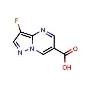 Chemical structure of 3-Fluoropyrazolo[1,5-a]pyrimidine-6-carboxylic acid , CAS 1895243-12-5, AChemBlock S77795