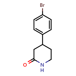 Chemical structure of 4-(4-bromophenyl)piperidin-2-one , CAS 1893051-68-7, AChemBlock S77800