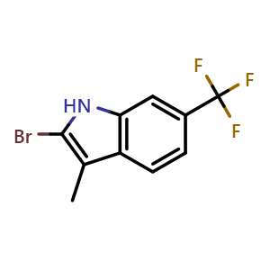 Chemical structure of 2-bromo-3-methyl-6-(trifluoromethyl)-1H-indole , CAS 1891223-45-2, AChemBlock S77805