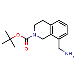 Chemical structure of tert-butyl 8-(aminomethyl)-1,2,3,4-tetrahydroisoquinoline-2-carboxylate , CAS 1889728-08-8, AChemBlock S77812