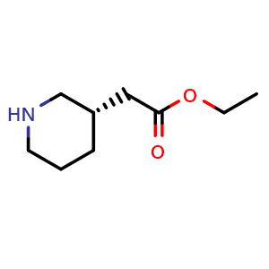 Chemical structure of ethyl 2-[(3S)-piperidin-3-yl]acetate , CAS 188883-58-1, AChemBlock S77813