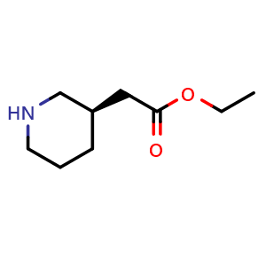 Chemical structure of ethyl 2-[(3R)-piperidin-3-yl]acetate , CAS 188883-57-0, AChemBlock S77814