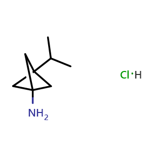 Chemical structure of 3-isopropylbicyclo[1.1.1]pentan-1-amine hydrochloride , CAS 1886967-00-5, AChemBlock S77824