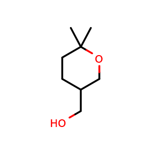 Chemical structure of (6,6-dimethyloxan-3-yl)methanol , CAS 1884203-51-3, AChemBlock S77830