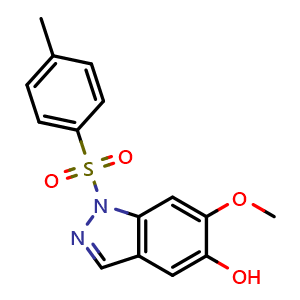 Chemical structure of 6-methoxy-1-(p-tolylsulfonyl)indazol-5-ol , CAS 1881240-46-5, AChemBlock S77840