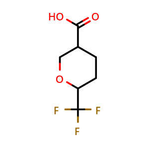 Chemical structure of 6-(trifluoromethyl)tetrahydropyran-3-carboxylic acid , CAS 1878261-64-3, AChemBlock S77848