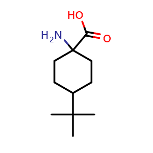 Chemical structure of 1-amino-4-tert-butylcyclohexane-1-carboxylic acid , CAS 18672-76-9, AChemBlock S77883