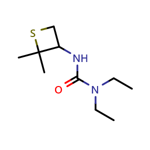 Chemical structure of 1-(2,2-dimethylthietan-3-yl)-3,3-diethylurea , CAS 1866281-59-5, AChemBlock S77886