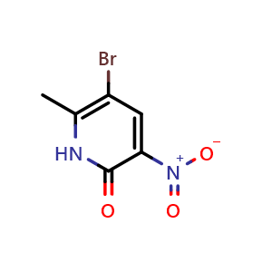 Chemical structure of 5-bromo-6-methyl-3-nitro-1,2-dihydropyridin-2-one , CAS 186413-74-1, AChemBlock S77903