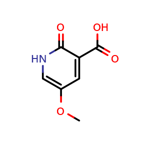 Chemical structure of 5-methoxy-2-oxo-1H-pyridine-3-carboxylic acid , CAS 1864052-01-6, AChemBlock S77907