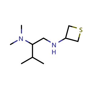 Chemical structure of N-[2-(dimethylamino)-3-methylbutyl]thietan-3-amine , CAS 1863406-57-8, AChemBlock S77914