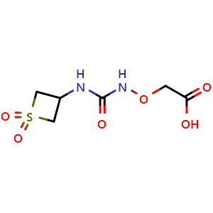 Chemical structure of 2-((3-(1,1-dioxidothietan-3-yl)ureido)oxy)acetic acid , CAS 1856256-95-5, AChemBlock S77937