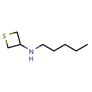 Chemical structure of N-pentylthietan-3-amine , CAS 1849387-66-1, AChemBlock S77962