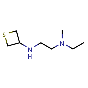 Chemical structure of N-{2-[ethyl(methyl)amino]ethyl}thietan-3-amine , CAS 1849385-94-9, AChemBlock S77963