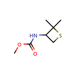 Chemical structure of methyl N-(2,2-dimethylthietan-3-yl)carbamate , CAS 1849303-50-9, AChemBlock S77967