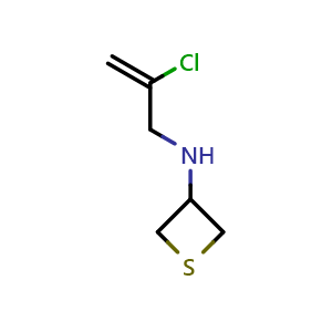 Chemical structure of N-(2-chloroprop-2-en-1-yl)thietan-3-amine , CAS 1849288-82-9, AChemBlock S77970