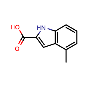 Chemical structure of 4-methyl-1H-indole-2-carboxylic acid , CAS 18474-57-2, AChemBlock S77981
