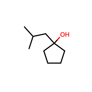 Chemical structure of 1-(2-methylpropyl)cyclopentan-1-ol , CAS 18369-20-5, AChemBlock S78008
