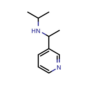 Chemical structure of (propan-2-yl)[1-(pyridin-3-yl)ethyl]amine , CAS 183609-08-7, AChemBlock S78011