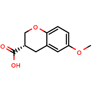 Chemical structure of (3S)-6-methoxy-3,4-dihydro-2H-1-benzopyran-3-carboxylic acid , CAS 182570-28-1, AChemBlock S78024