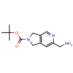 Chemical structure of tert-butyl 6-(aminomethyl)-1,3-dihydropyrrolo[3,4-c]pyridine-2-carboxylate , CAS 1824407-77-3, AChemBlock S78029