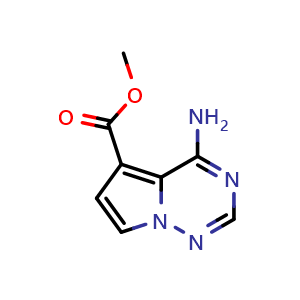 Chemical structure of methyl 4-aminopyrrolo[2,1-f][1,2,4]triazine-5-carboxylate , CAS 1824182-80-0, AChemBlock S78037