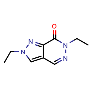 Chemical structure of 2,6-diethyl-2H,6H,7H-pyrazolo[3,4-d]pyridazin-7-one , CAS 1823934-76-4, AChemBlock S78055