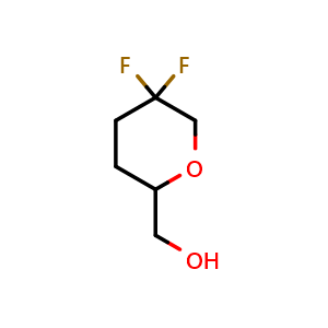 Chemical structure of (5,5-difluorotetrahydropyran-2-yl)methanol , CAS 1823910-57-1, AChemBlock S78057