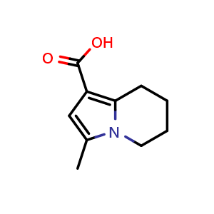 Chemical structure of 3-methyl-5,6,7,8-tetrahydroindolizine-1-carboxylic acid , CAS 1823886-97-0, AChemBlock S78061
