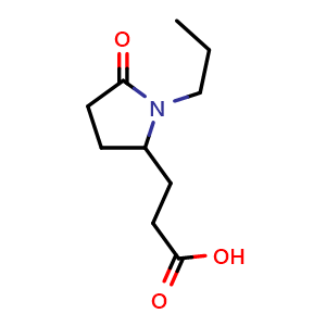 Chemical structure of 3-(5-oxo-1-propylpyrrolidin-2-yl)propanoic acid , CAS 1823832-81-0, AChemBlock S78070