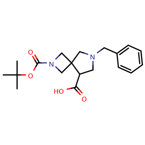 Chemical structure of 6-benzyl-2,6-diaza-spiro[3.4]octane-2,8-dicarboxylic acid 2-tert-butyl ester , CAS 1823807-74-4, AChemBlock S78072