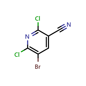 Chemical structure of 5-bromo-2,6-dichloro-pyridine-3-carbonitrile , CAS 1823375-18-3, AChemBlock S78097