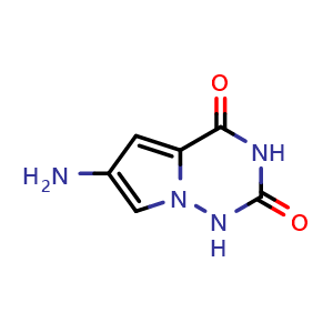 Chemical structure of 6-amino-1H,2H,3H,4H-pyrrolo[2,1-f][1,2,4]triazine-2,4-dione , CAS 1823329-05-0, AChemBlock S78108