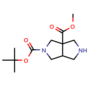 Chemical structure of 2-tert-butyl 3a-methyl octahydropyrrolo[3,4-c]pyrrole-2,3a-dicarboxylate , CAS 1823265-38-8, AChemBlock S78114