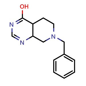 Chemical structure of 7-benzyl-5,6,8,8a-tetrahydro-4aH-pyrido[3,4-d]pyrimidin-4-ol , CAS 1823235-24-0, AChemBlock S78118