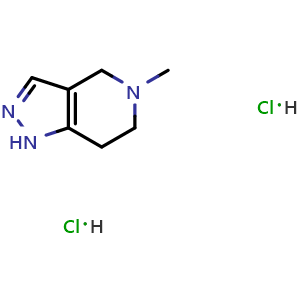 Chemical structure of 5-methyl-1,4,6,7-tetrahydropyrazolo[4,3-c]pyridine dihydrochloride , CAS 1820741-75-0, AChemBlock S78151