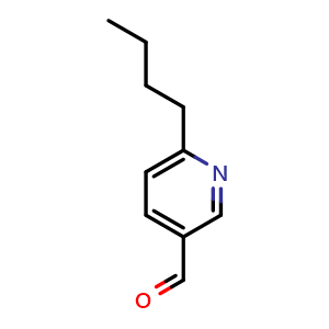 Chemical structure of 6-butylpyridine-3-carbaldehyde , CAS 181937-07-5, AChemBlock S78159