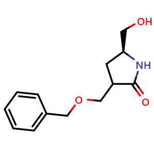 Chemical structure of (5S)-3-[(benzyloxy)methyl]-5-(hydroxymethyl)pyrrolidin-2-one , CAS 1817630-94-6, AChemBlock S78165