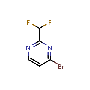 Chemical structure of 4-Bromo-2-(difluoromethyl)pyrimidine , CAS 1816289-47-0, AChemBlock S78167