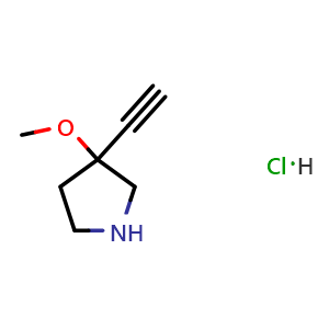 Chemical structure of 3-ethynyl-3-methoxy-pyrrolidine hydrochloride , CAS 1809153-84-1, AChemBlock S78183