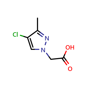 Chemical structure of 2-(4-chloro-3-methyl-1H-pyrazol-1-yl)acetic acid , CAS 180741-31-5, AChemBlock S78198