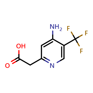 Chemical structure of 2-[4-amino-5-(trifluoromethyl)-2-pyridyl]acetic acid , CAS 1807099-63-3, AChemBlock S78202