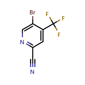 Chemical structure of 5-bromo-4-(trifluoromethyl)pyridine-2-carbonitrile , CAS 1807025-27-9, AChemBlock S78203