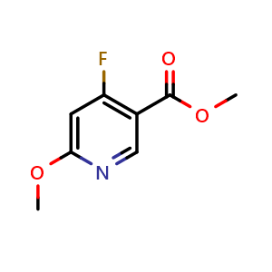 Chemical structure of methyl 4-fluoro-6-methoxy-pyridine-3-carboxylate , CAS 1806491-69-9, AChemBlock S78207