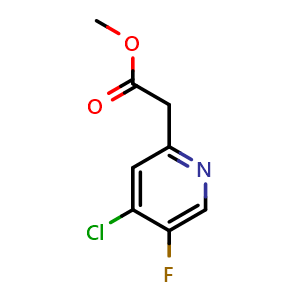 Chemical structure of methyl 2-(4-chloro-5-fluoro-2-pyridyl)acetate , CAS 1805955-24-1, AChemBlock S78211