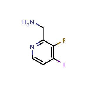 Chemical structure of 1-(3-fluoro-4-iodopyridin-2-yl)methanamine , CAS 1805589-86-9, AChemBlock S78216